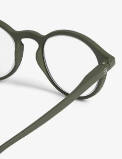 IZIPIZI Letmesee #D Kaki Round-frame Reading Glasses +2.00 -Glam Pouch Store 371 3003970 LMSDC2520 ALT03