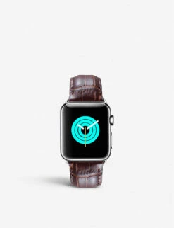 Apple Watch Alligator-embossed Leather Strap And Stainless Steel Case