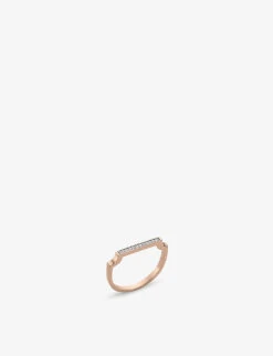 Signature 18ct Rose Gold-plated Vermeil Silver And Diamond Thin Ring -Glam Pouch Store 616 10058 RPRGMVTRDIA WHITE ALT01