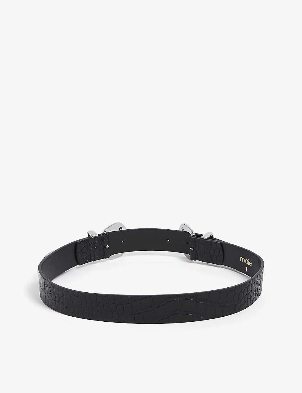 Maje Ariona Double Buckle High Waisted Reptile-embossed Leather Belt 5 Maje Ariona Double Buckle High Waisted Reptile-embossed Leather Belt - Image 3