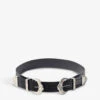 Maje Ariona Double Buckle High Waisted Reptile-embossed Leather Belt 2 Maje Ariona Double Buckle High Waisted Reptile-embossed Leather Belt -Glam Pouch Store 670 10082 MFACE00093 BLACK M