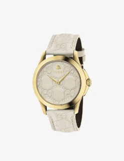 Gucci YA1264333 G-timeless PVD Yellow-gold And Leather Watch