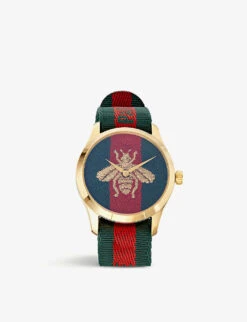 Gucci YA126487 Fashion Capsule Gold And Nylon Watch -Glam Pouch Store 757 10001 YA126487 ALT02