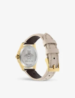Gucci YA126580 G-Timeless Collection Yellow-gold PVD And Leather Watch -Glam Pouch Store 757 10001 YA126580 ALT03