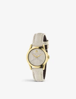 Gucci YA126580 G-Timeless Collection Yellow-gold PVD And Leather Watch