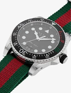 YA136209 Gucci Dive Nylon And Stainless Steel Watch -Glam Pouch Store 757 10001 YA136209 ALT03