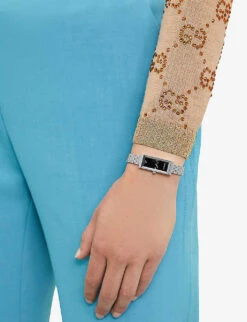 Gucci YA127504 G-Frame Stainless Steel And Diamond Watch -Glam Pouch Store 757 10095 YA12640341 BLACK ALT07