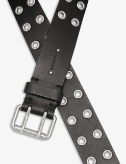 AllSaints Iryna Eyelet Leather Belt -Glam Pouch Store 930 10136 WZ006P BLACK ALT03