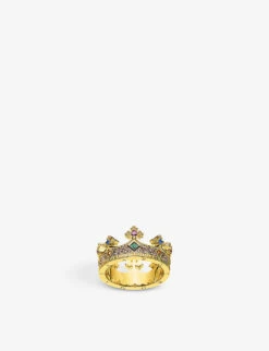 Thomas Sabo Rebel Kingdom 18ct Yellow Gold-plated Sterling-silver And Crystal Ring