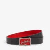 Christian Louboutin Ricky Logo-buckle Leather Belt -Glam Pouch Store R00026226 BLACKREDBLACKGUNM M