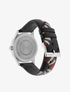 Gucci YA1264007 Le Marché Des Merveilles Stainless-steel And Leather Quartz Watch -Glam Pouch Store R00109449 BLACK ALT02