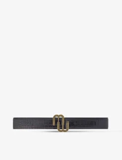Maje Logo-buckle Croc-embossed Leather Belt