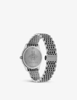 Gucci YA1264153 G-Timeless Slim Stainless-steel Watch -Glam Pouch Store R03669025 SILVER ALT02