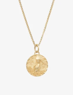 Zodiac Coin Aquarius Short 22ct Gold-plated Sterling Silver Necklace