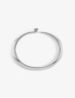 Tusk Sabre Sterling Silver And Diamond Bangle