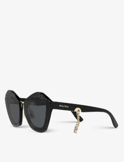 Miu Miu MU01XS Butterfly-frame Acetate Sunglasses -Glam Pouch Store R03728605 BLACK ALT02