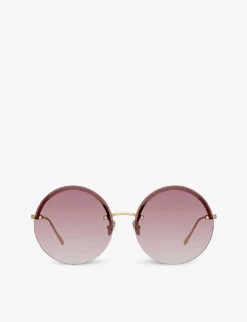 Linda Farrow Adrienne Round-frame Titanium Sunglasses