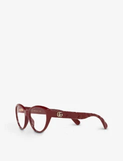 Gucci GG0812O Oval-frame Acetate Optical Glasses -Glam Pouch Store R03756995 RED ALT02