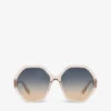 Chloé CH0008S Acetate Round Frame Sunglasses -Glam Pouch Store R03757046 PINK M