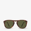 Persol PO0714SM Steve McQueen Pilot-shape Crystal Glass And Acetate Sunglasses -Glam Pouch Store R03759538 BROWN M
