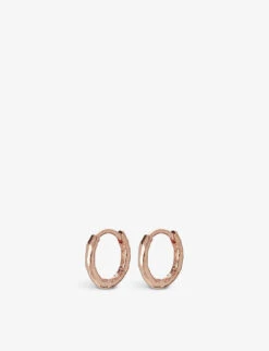 Ziggy Hammered Recycled 18ct Rose Gold-plated Vermeil On Sterling Silver Huggie Earrings