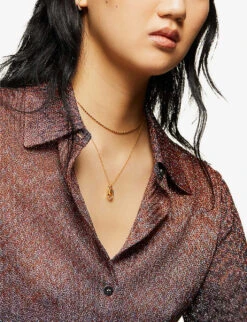 PDPAOLA Initial R 18ct Yellow Gold-plated Sterling-silver And Semi-precious Stones Pendant Necklace -Glam Pouch Store R03767163 GOLD ALT01