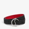 Christian Louboutin Logo-clasp Studded Suede Belt -Glam Pouch Store R03769122 BLACKSILVERSILVER M