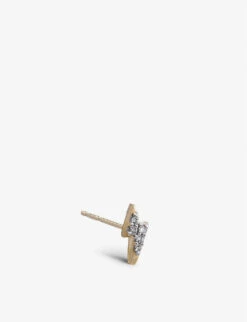 Lightning Bolt 9ct Yellow-gold And 0.025ct Diamond Stud Earring
