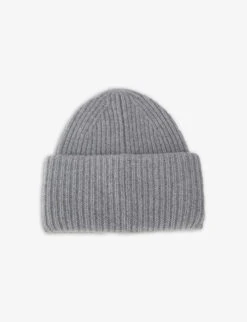 Acne Studios Face Logo-patch Wool Beanie Hat -Glam Pouch Store R03780487 GREY ALT02