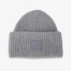 Acne Studios Face Logo-patch Wool Beanie Hat 2 Acne Studios Face Logo-patch Wool Beanie Hat -Glam Pouch Store R03780487 GREY M