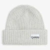Ganni Logo-patch Recycled-wool Blend Beanie -Glam Pouch Store R03805277 PALOMAMELANGE M