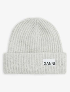 Ganni Logo-patch Recycled-wool Blend Beanie