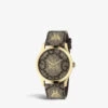 Gucci YA1264068A G-Timeless Gold PVD And Leather Quartz Watch -Glam Pouch Store R03806369 BROWN M