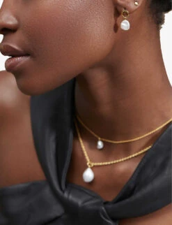 Nura Keshi 18ct Recycled Yellow Gold-plated Vermeil Sterling Silver And Pearl Drop Earrings -Glam Pouch Store R03829889 WHITE ALT02