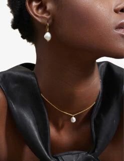 Nura Keshi 18ct Yellow Gold-plated Vermeil Sterling Silver And Pearl Earrings -Glam Pouch Store R03829900 WHITE ALT01