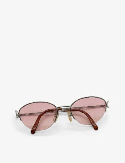 Pre-loved 3524Y-70B Dior 90s Round-frame Metal Sunglasses -Glam Pouch Store R03839914 SILVER ALT02