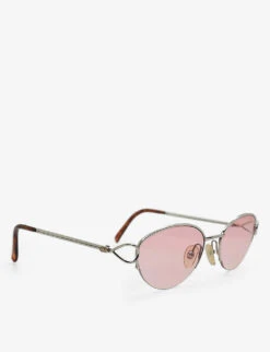 Pre-loved 3524Y-70B Dior 90s Round-frame Metal Sunglasses -Glam Pouch Store R03839914 SILVER ALT03