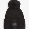 Ugg Logo-patch Knitted Beanie Hat 2 Ugg Logo-patch Knitted Beanie Hat -Glam Pouch Store R03843785 BLACK M