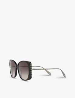 Alexander McQueen AM0340S Studded Sunglasses 9 Alexander McQueen AM0340S Studded Sunglasses -Glam Pouch Store R03848876 BLACK ALT03