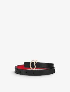 Christian Louboutin Logo-buckle Grained-finish Leather Belt