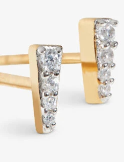 Celestial 18ct Recycled Gold-plated Vermeil Sterling-silver And Cubic Zirconia Stud Earrings -Glam Pouch Store R03868027 GOLD ALT02