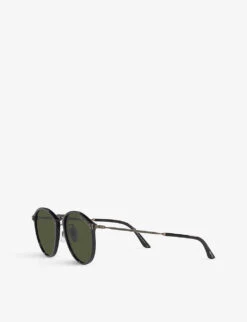 Giorgio Armani AR318SM Round-frame Acetate And Metal Sunglasses -Glam Pouch Store R03887357 BLACK ALT02
