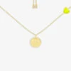 Happy Face White Zirconia-encrusted And Yellow Enamel Yellow-tone Sterling Silver 925 Adjustable Charm Necklace -Glam Pouch Store R03902548 SILVER M
