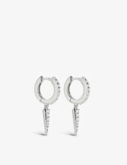 Crystal Spike Recycled Sterling-silver And Cubic Zirconia Huggie Earrings 8 Crystal Spike Recycled Sterling-silver And Cubic Zirconia Huggie Earrings -Glam Pouch Store R03915972 SILVER ALT02