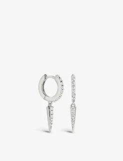 Crystal Spike Recycled Sterling-silver And Cubic Zirconia Huggie Earrings