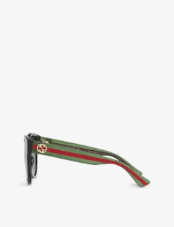 Gucci GG0035SN Round-frame Acetate Sunglasses -Glam Pouch Store R03917520 BLACK ALT03