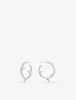 Rose Thorn Sterling Silver Hoop Earrings