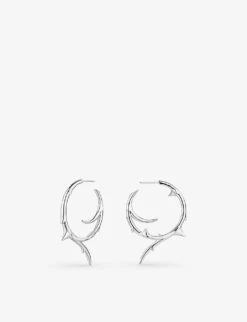 Rose Thorn Large Sterling Silver Hoop Earrings