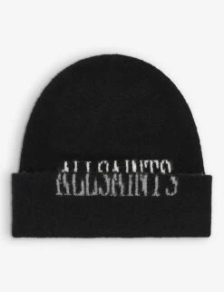 AllSaints State Contrast Logo Knitted Beanie Hat