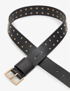 AllSaints Maxie Studded Leather Belt -Glam Pouch Store R03923617 BLACKWARMBRA ALT02